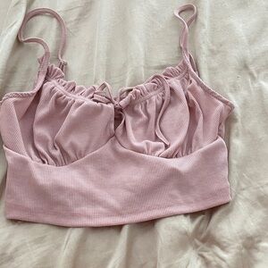 SHEIN Pink Ribbed Crop Top